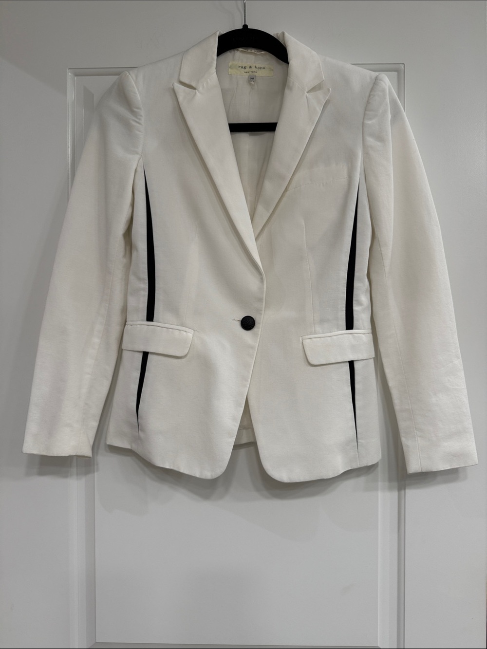 rag & bone White Blazer with Black Contrast Piping
